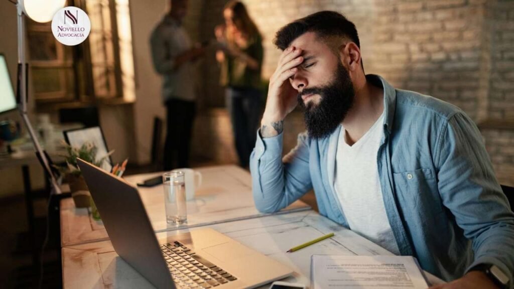 Homem refletindo sobre problemas no banco